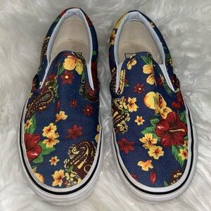 Vans Hawaiian Floral Authentic Tropical Skate Shoes Mens Size 5.5 Ladies 7.0